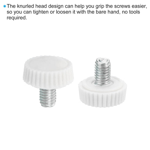 PATIKIL 30 Pack M5x8mm Knurled Thumb Screws, Male Thread Round Clamping Knobs, White Mounting Fasteners