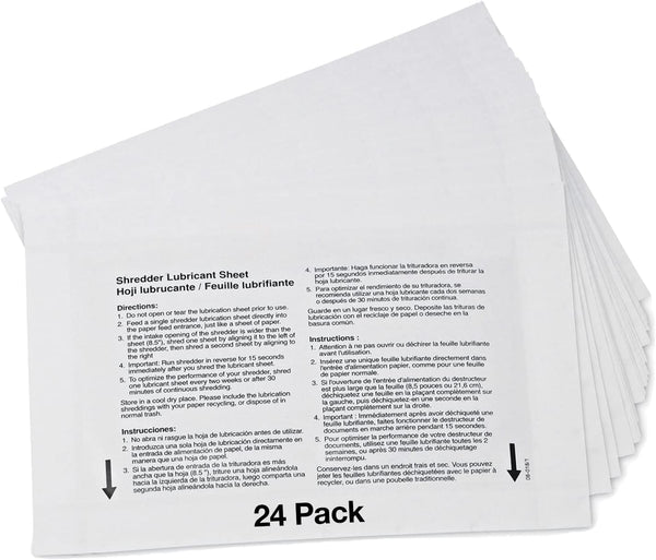 VidaTeco Paper Shredder Lubricant Sheets 24-Pack