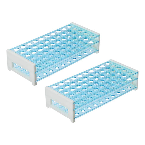 uxcell 2Pcs Detachable Polypropylene Test Tube Holder Rack, 50 Hole for 13-16mm Tubes Light Blue