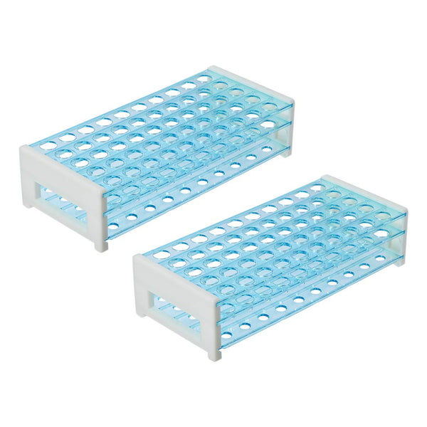 uxcell 2Pcs Detachable Polypropylene Test Tube Holder Rack, 50 Hole for 13-16mm Tubes Light Blue