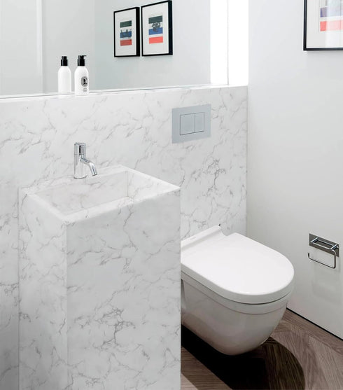 Grey White Marble Contact Paper Glossy Peel and Stick Wallpaper, Waterproof DIY Removable Contact Paper for Bathroom