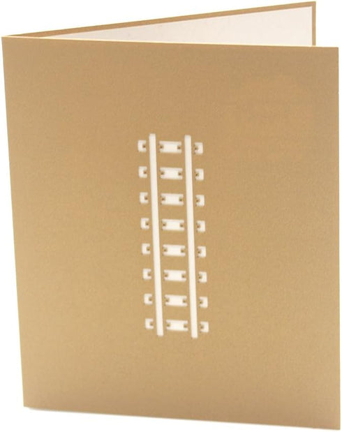 HLXFF3 Cute Star Retro Train 3D Pop Up Greeting Cards with Envelope, Gold Cover