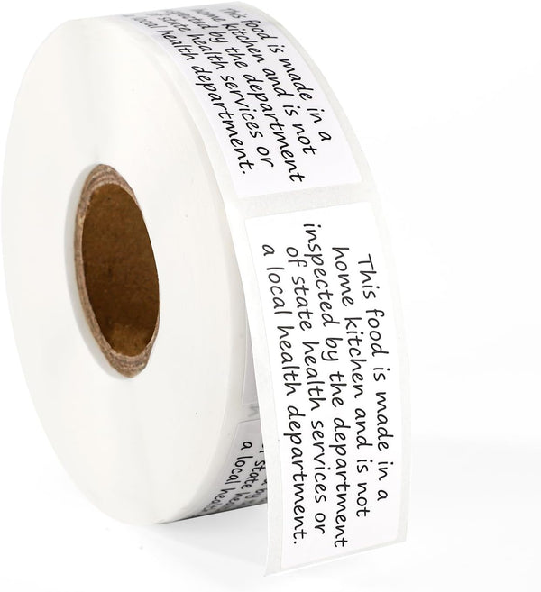 Goktvai 500pcs Cottage Food Law Labels Stickers, 2x1in Square Thermal Printed Adhesive Baked