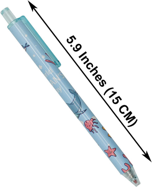 Maydahui 42 PCS Blue Sea Animal Gel Pens Cute Kawaii Pen Retractable Printing Pens Fish Octopus Dolphin Shark Turtle Crab Style Black Ink for School Party Students by Maydahui