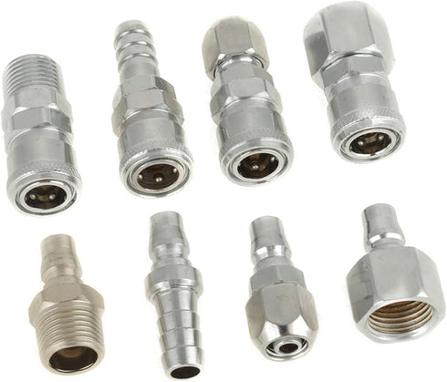 8Pcs Coupling Connector Set, 1/2 Pneumatic Air Compressor Hose Quick Coupler Plug Socket