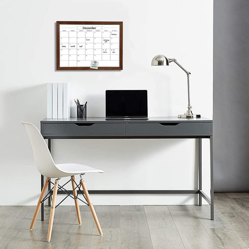 TORASO Dry Erase Monthly Calendar Board, Magnetic Whiteboard for Wall, Solid Wood Walnut Brown Frame, 10.5"x 14.5"