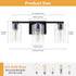 3 E26 WILON Vanity Light Bathroom, Light Black Modern Vanity Lights with Clear Glass Wall Sconces with Clear Glass