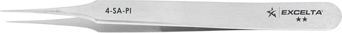 Excelta Straight Tapered Ultra Fine Point Tweezer, Anti-Magnetic Stainless Steel, 4.25” Overall Length
