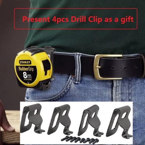 Tape Measure Holster with 4 Drill Clip, Tool Belt Hook, Free Your Hands with Tape Measure Holder
