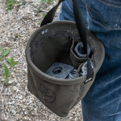 Klein Tools 5143 Canvas Tapered-Bottom Bag - Made of No. 10 Canvas, Two Interior Pockets and Snap Clip