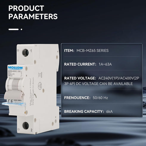 AC 1 Pole Miniature Circuit Breaker, 110V-240V 20Amp, Custom MCB Thermal Magnetic Trip for Solar AC System