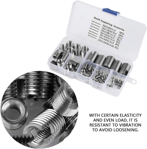 50Pcs Stainless Steel Inner Thread Self Tapping Inserts Set - Thread Reinforce Repair Tool with Storage Case