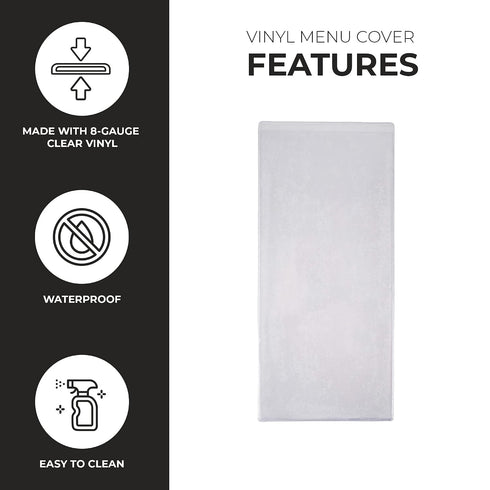 2 5.5 11 Pack 24 Risch Double-Sided All Clear Vinyl Menu Cover | Two-Sided View Plastic Menu Holder | Slip