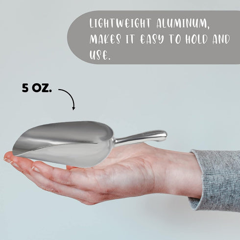Cast Aluminum Utility Scoop - 5-Ounce Round Bottom Small Ice Scoop for Multi-Purpose Use, Hand Wash Only
