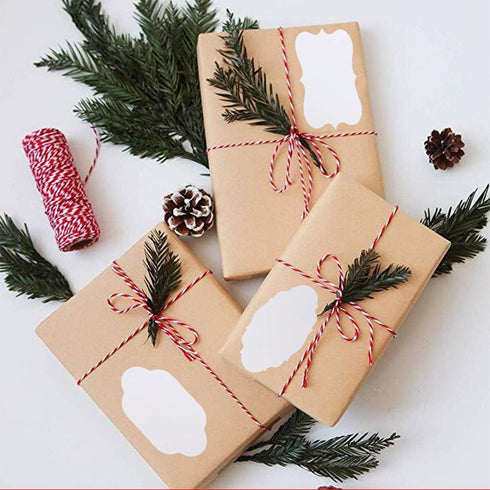 Pimoys 300 Pieces Gift Sticker Labels - 1.2*2inch Kraft Paper Waterproof Labels for Jam Jars, Home Baking, Holiday
