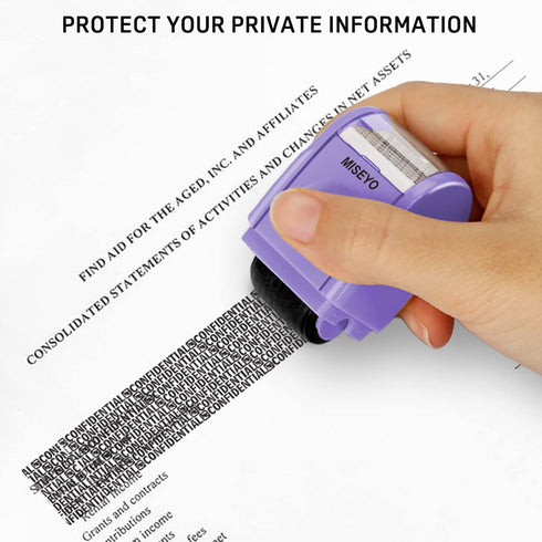 Miseyo Purple Identity Theft Protection Roller Stamps for Data Privacy, Anti-Theft Security Prevention