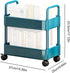 RFSHOP 2 Mobile Bookshelf, Moveable Small Bookshelf, Mobile Bookshelf with Wheels, Rolling Storage Cart Tier Utility