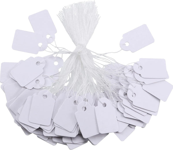 Outus 500 Pack Blank Price Tags with String Attached for Marking White Price Tags - Vintage Style, 0.94 x 0.59 inches