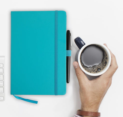 RICCO BELLO Lined Journal Notebook, Faux Leather Hardcover, College Ruled, 96 Sheets, 5.7 x 8.4-Inches (Teal)