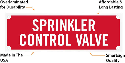 SmartSign SE-5032-ERE-REF-2x6 "Sprinkler Control Valve" Tag, 2" x 6" Engineer Grade Reflective White on Red