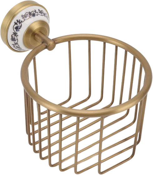 Toilet Paper Holder, Antique Hollow Out Brass Wall Mount Paper Towel Holder, High Load Capacity Toilet Wipes Holder |
