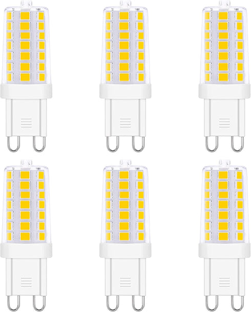 Dimmable G9 LED Light Bulbs 120V, 35W T4 Halogen Equivalent, Warm White 2700K for Chandeliers, 6-Pack