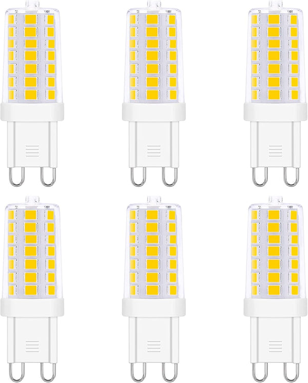Dimmable G9 LED Light Bulbs 120V, 35W T4 Halogen Equivalent, Warm White 2700K for Chandeliers, 6-Pack