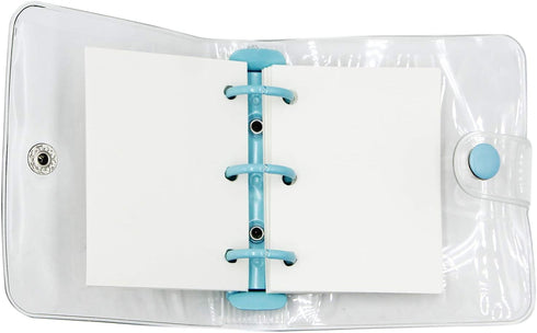 Mini Transparent 3-Ring Binder Covers, Clear Soft PVC Notebook with Snap Button Closure