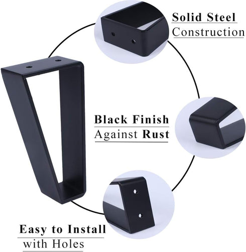 Osring 6 Inch 4pcs, Trapezoid Furniture Legs Solid Steel Furniture Hairpin Leg for Side Table, TV Stand and Cabinet