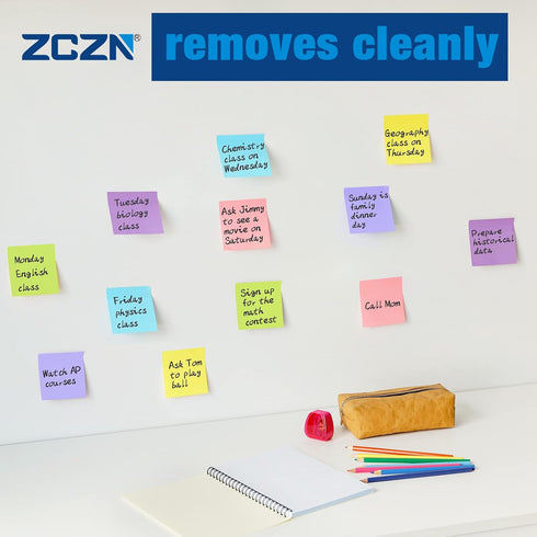 ZCZN 400 Sheets Pop-up Sticky Notes, 3 x 3 Inches, 4 Pads, 100 Sheets/Pad, Bright Color, Red