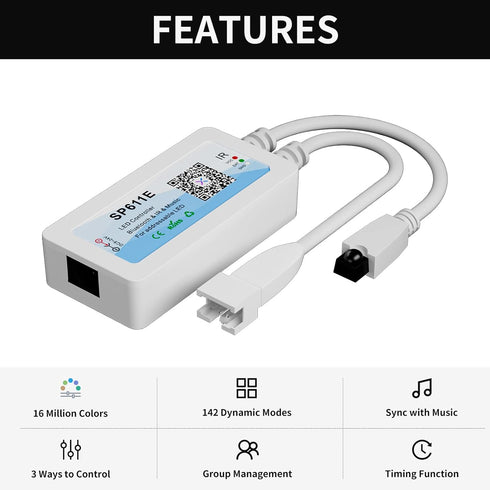 SP611E,for WS2811 WS2812 SM16703 DC5V-24V PAUTIX Bluetooth Music Pixel LED Smart Controller Addressable Dream Color LED