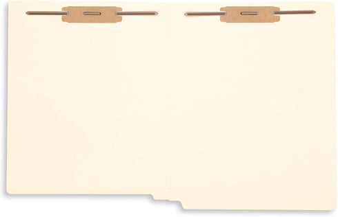 Blue Summit Supplies 100 Pack Manila Fastener File Folders, Reinforced Straight Cut End Tab Folders with 2 Fasteners,