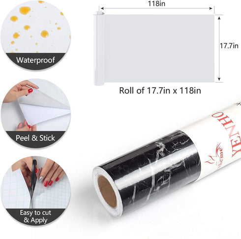 YENHOME Black Marble Contact Paper, 17.7"X118", Peel and Stick Wallpaper for Countertops, Glossy Marble for Bathroom