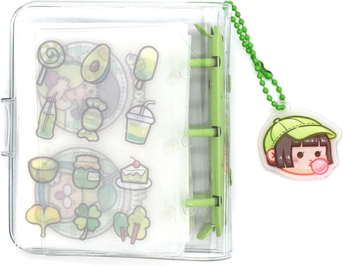 Mini Transparent Binder Notebooks with Keychain, Soft Plastic PVC, 3 Round Rings, Binder Planner Cover with Inner Papers