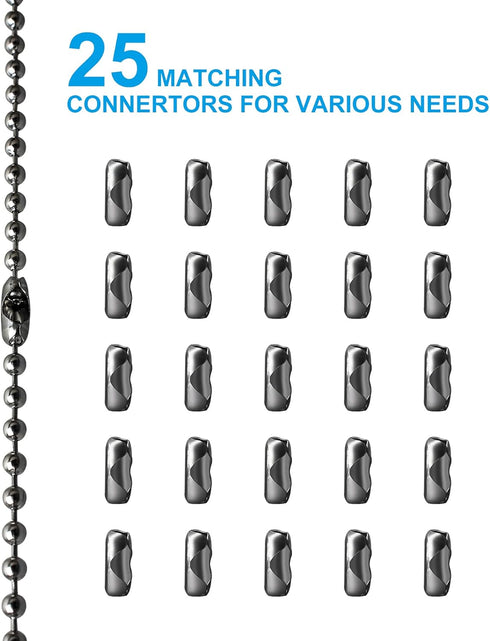 YeeBeny 192 Inch Fan Pull Chain Extension, 25 PCS Connectors, Stainless Steel Bead Chain (Dark Gray)