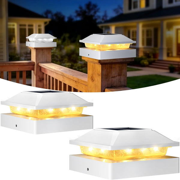 Peasur 4x4 Post Solar Lights 2 Pack, 2 Modes 16 LED Solar