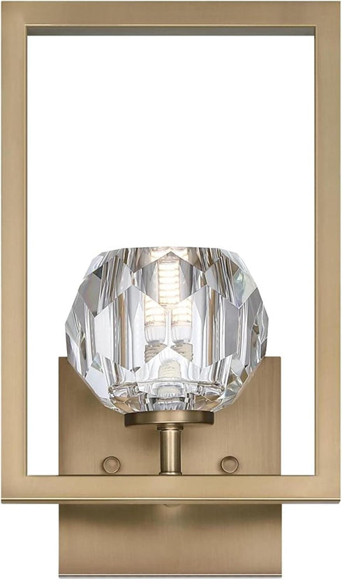 6131000 Westinghouse Zoa Contemporary One Light LED Indoor Wall Fixture, Brushed Brass Finish, Crystal Glass