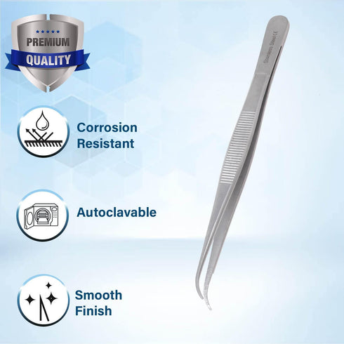 Lab Tweezers High Precision Forceps - 6" Fine Strong Curved Point Stainless Steel Tweezers