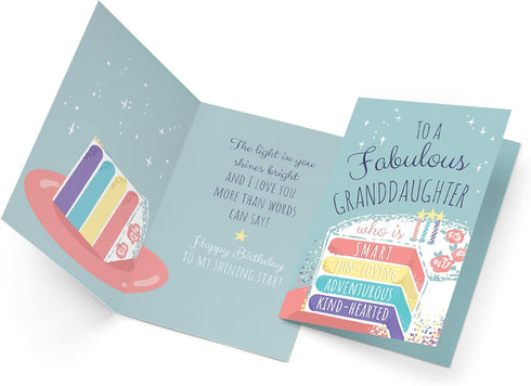 Prime Greetings Birthday Card For Granddaughter, Eco-Friendly, Thick Card Stock with Premium Envelope 5in x 7.75in