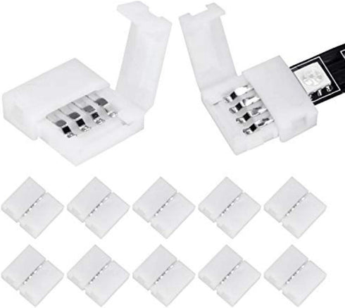 WENHSIN 10Packs 4-Pin RGB LED Light Strip Connectors 10mm Unwired Gapless Solderless