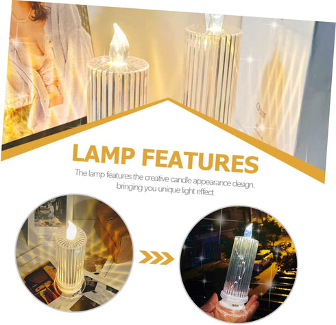 Cabilock LED Candle Light Bedside Night Lamp Crystal Refraction Romantic Atmosphere Decor Battery Operated for Bedroom