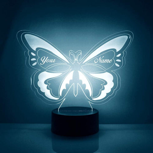 Store Personalized Butterfly LED Sign Night Light Lamp with Remote, Custom Text, Acrylic