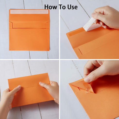 Wishop 100 Pack Dark Orange A7 Envelopes, Self-Adhesive 5x7 for Invitations, 5x7 Greeting Cards, 5.24 x 7.21 Inches