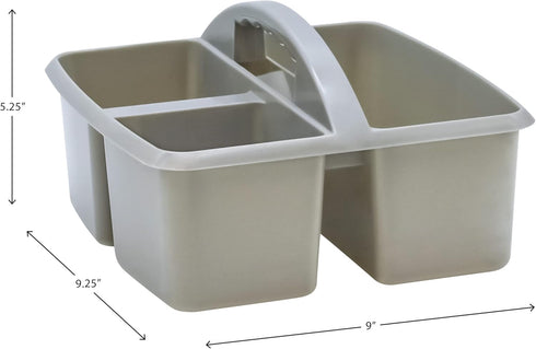 Teacher Created Resources Gray Portable Plastic Storage Caddy - 6-Pack for Classrooms, Kids Room, Office Organization