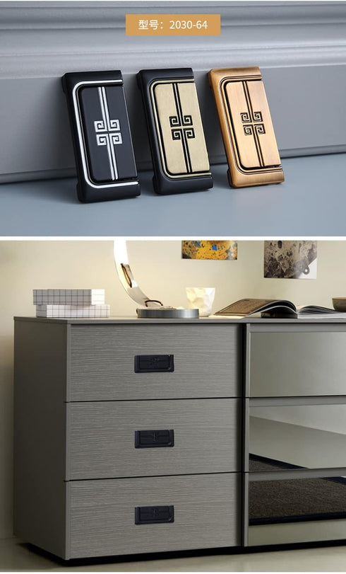 PILYON 4 Pack Furniture Handle Retro Dark Buckle Drawer Handle Bedside Table Handle Black Dark Buckle Cabinet Drawer