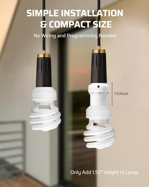E26/E27 2 Pack, DEWENWILS Light Sensor Socket, Socket Adapter, Automatic Dusk to Dawn Sensor Socket for Porch/Wall