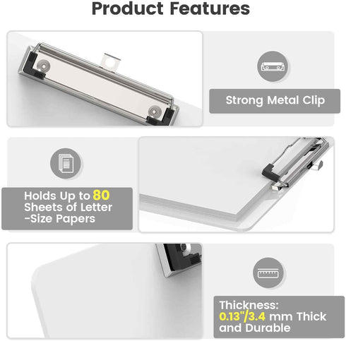 Extra Large 11x17 Clipboards Set of 6 - Plastic Drawing Boards with Low Profile Clip for Drawing, Sketching, Art