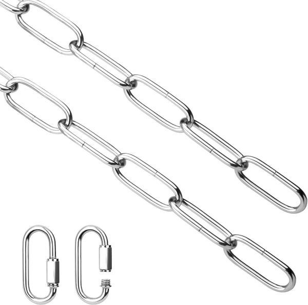 Helunsi Lighting Chain, 6 Feet Chrome Light Fixture Chain, Metal Chandelier Chain Extension