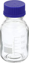 PATIKIL 250mL Round Graduated Glass Reagent Media Bottle with Blue Screw Cap for Chemistry Lab