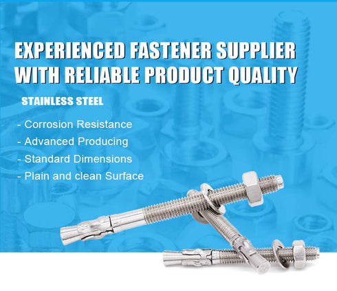 1/2" X 3-3/4" Concrete Anchor, 304 Stainless Wedge Anchor, Anti-Rust Performance, 5pcs Kit